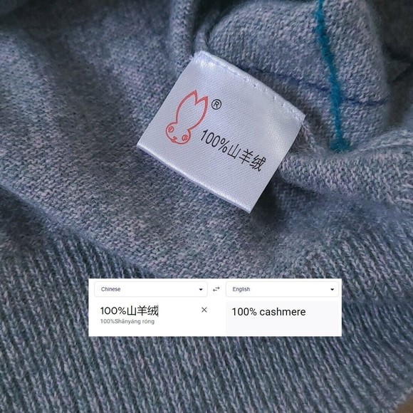 100% Cashmere V-Neck Argyle Gray Sweater Size Large - Picture 6 of 8